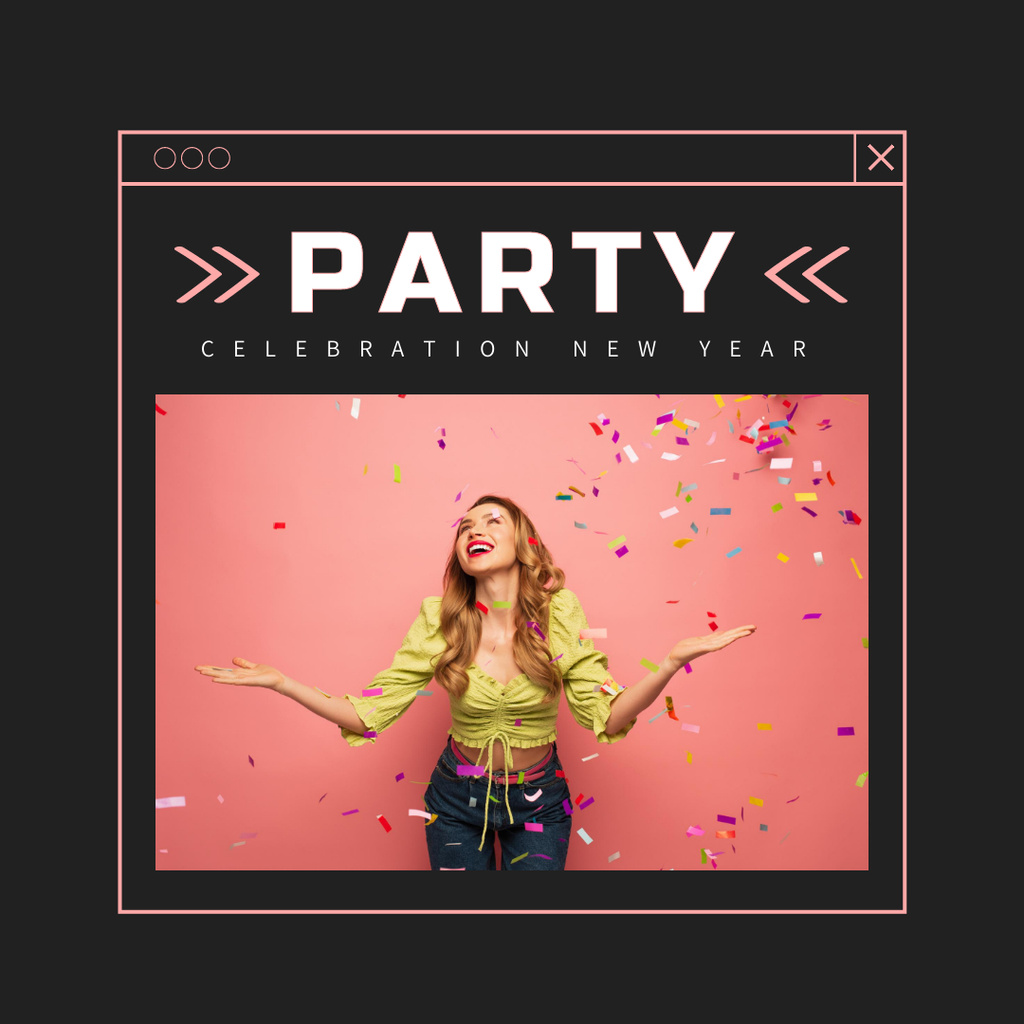 Young Attractive Woman at New Year Party Instagram Design Template