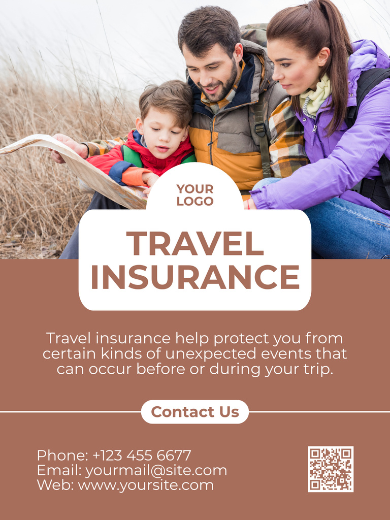 Travel Insurance Offer for Family Poster US Tasarım Şablonu