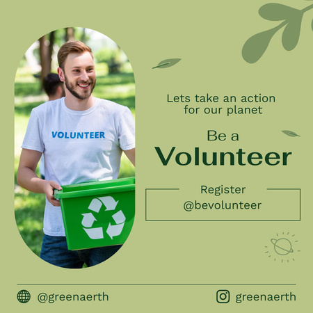 Save The Earth With Volunteer Instagram tervezősablon