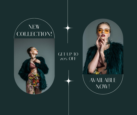New Collection Ad with Woman in Chic Outfit Facebook Design Template
