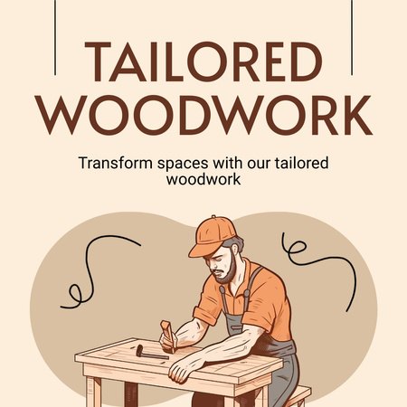 Platilla de diseño Efficient Woodwork Service Offer From Talented Carpenter Animated Post