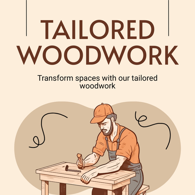 Plantilla de diseño de Efficient Woodwork Service Offer From Talented Carpenter Animated Post 