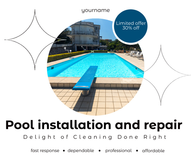 Delight of Nice and Clean Swimming Pool Facebook Design Template