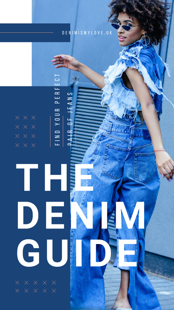 Woman wearing denim clothes Instagram Story Design Template