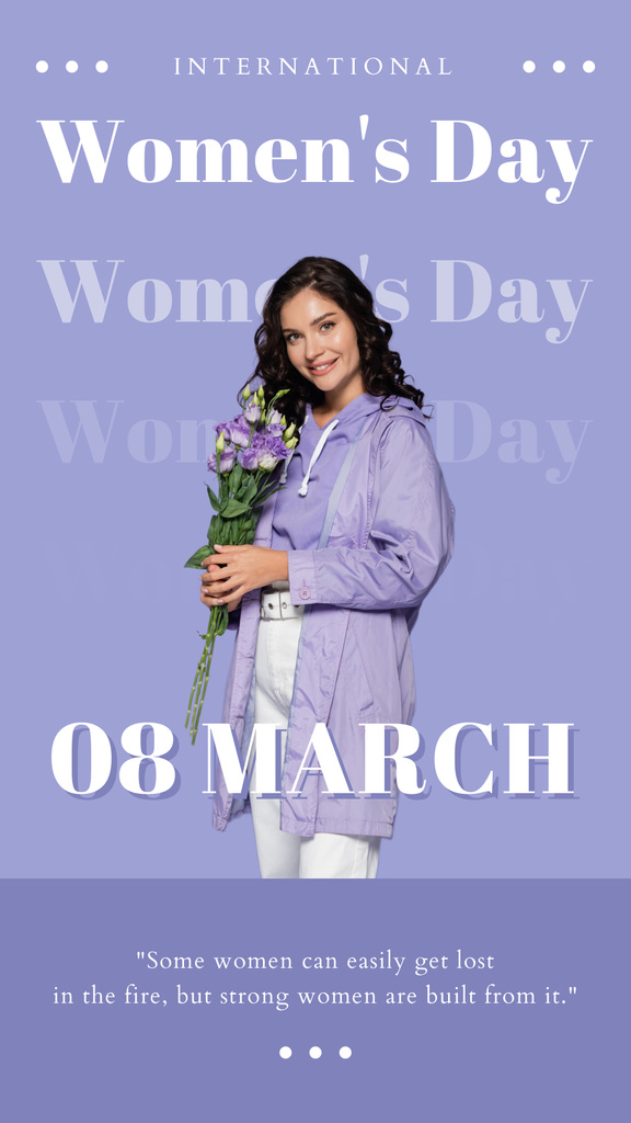 Woman with Tender Flowers on Women's Day Instagram Story Design Template
