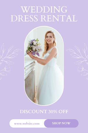 Ontwerpsjabloon van Pinterest van Aanbieding bruidsjurken verhuur winkel