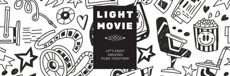 Movie Night Event Announcement Arts Icons Pattern Twitter Design Template