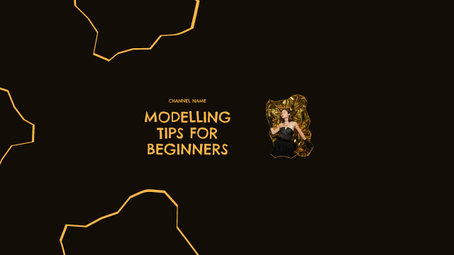 Ontwerpsjabloon van Youtube van Modeling Tips for Beginners with Woman on Golden Foil