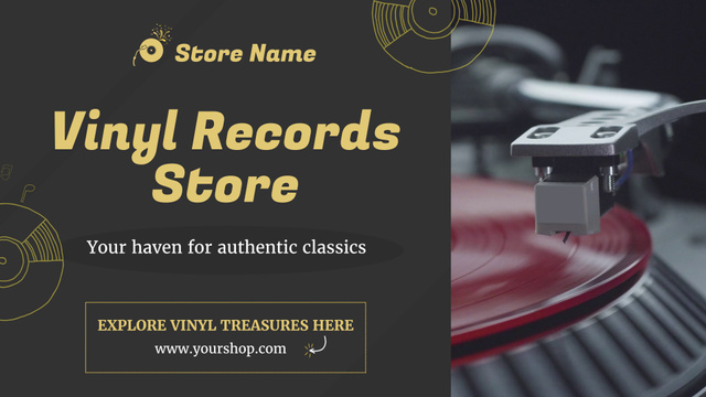 Rare Vinyl Records In Antique Store Offer Full HD videoデザインテンプレート