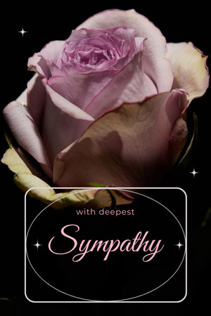 Plantilla de diseño de Deepest Sympathy Message with Rose on Black Postcard 4x6in Vertical 
