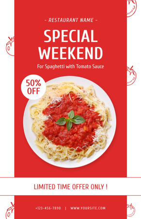Special Weekend Offer of Pasta with Sauce Recipe Card Tasarım Şablonu