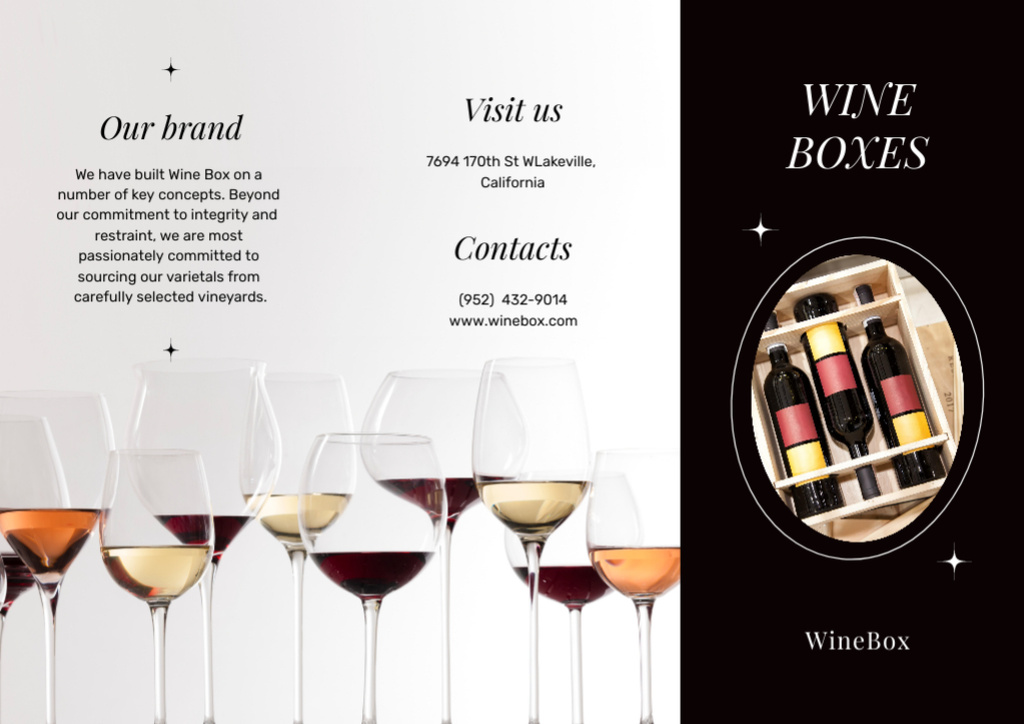 Sale of Wine Bottles Boxes Brochureデザインテンプレート