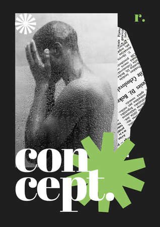 Ontwerpsjabloon van Poster van Abstract Concept with Man in Shower