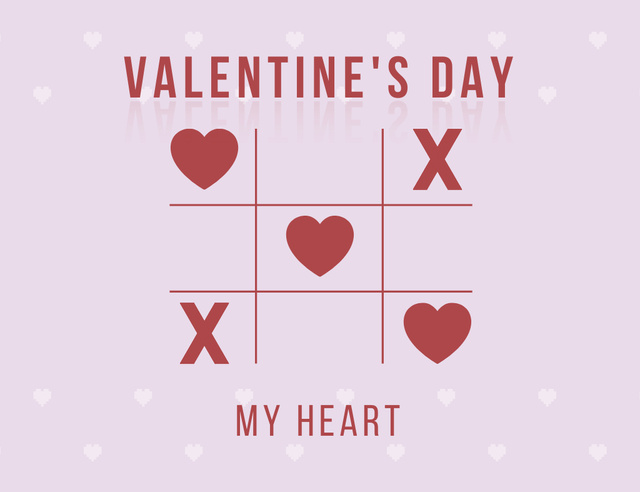 Romantic Valentine's Day Wishes With Popular Game Thank You Card 5.5x4in Horizontal Tasarım Şablonu