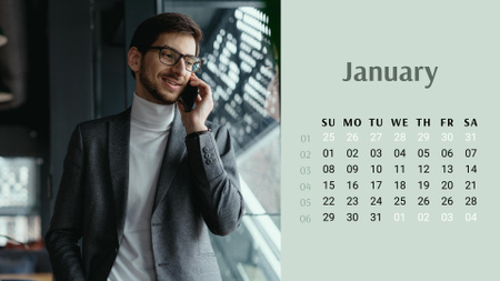Successful Businessman talking on Phone Calendar Design Template