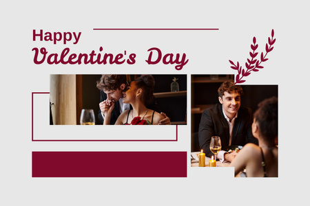 Wishing Happy Valentine's Day And Romantic Dinner Mood Board Design Template