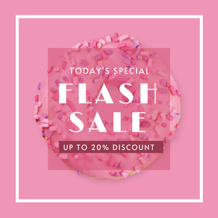 Flash Sale Announcement with Discount in Pink Instagram Design Template