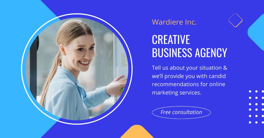 Creative Business Agency With Free Consultation Facebook AD Modelo de Design