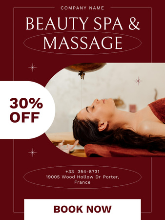 Ayurvedic Shirodhara Treatment Offer on Red Poster US Design Template