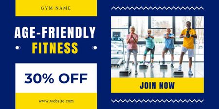 Age-Friendly Fitness Gym Promotion With Discount Twitter Design Template