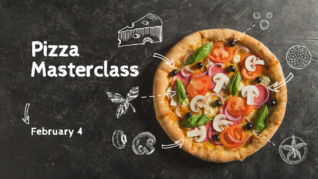 Italian Pizza Masterclass promotion FB event cover Design Template