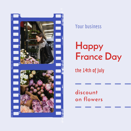 Beautiful Woman Choosing Flowers in Flower Shop Instagram Design Template