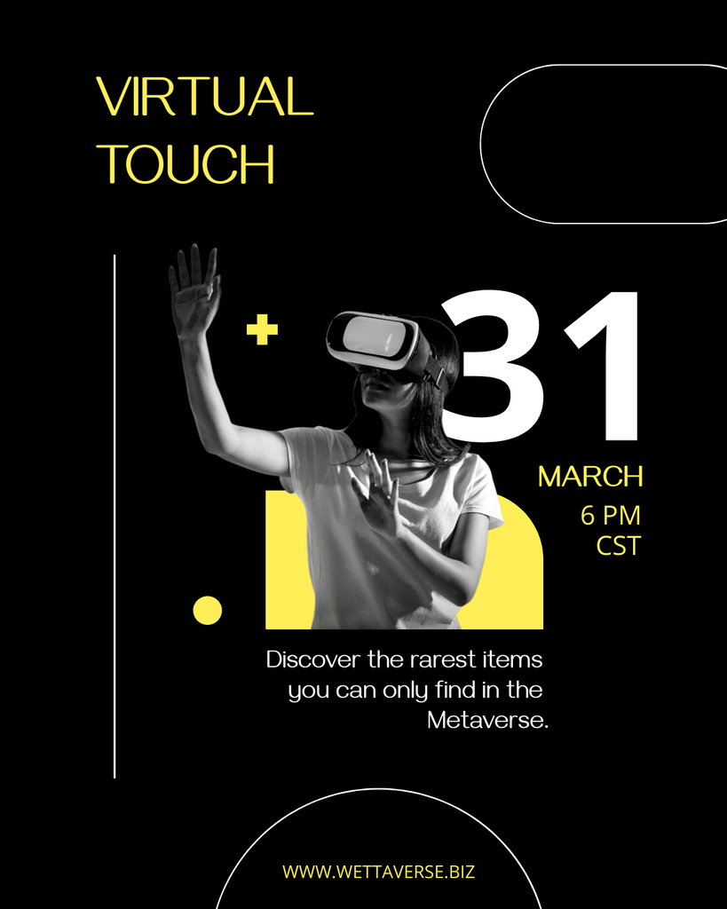 Virtual Reality World Ad with Woman in VR Headset Poster 16x20in Design Template