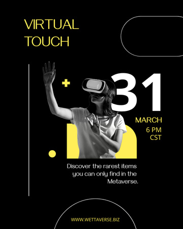 Virtual World Ad with Woman in VR Headset Poster 16x20in Design Template