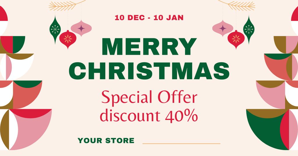 Special Discount Offer for Christmas Sale Facebook AD Πρότυπο σχεδίασης