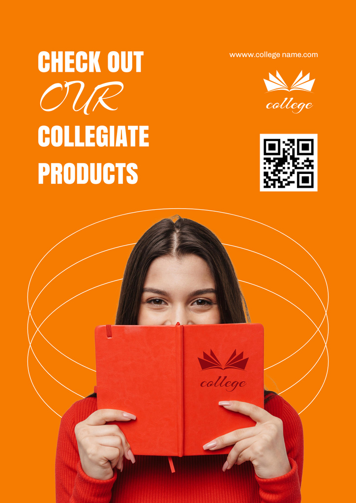 Lovely College Merch Offer In Orange Poster Design Template