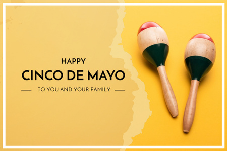 Cinco de Mayo Greeting with Maracas Postcard 4x6in Design Template