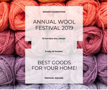 Plantilla de diseño de Knitting Festival Invitation Wool Yarn Skeins Large Rectangle 