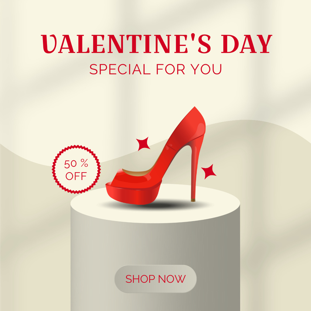 Women's Shoes Sale for Valentine's Day Instagram AD Design Template
