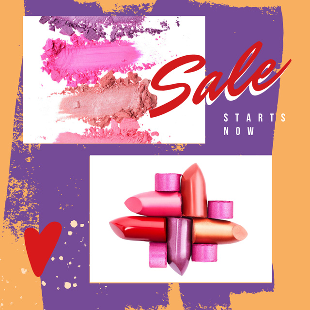 Ontwerpsjabloon van Instagram van Sale Ad with Colourful lipstick pieces