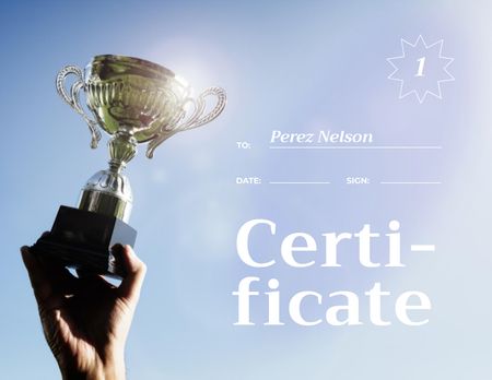 Sport Achievement Award with Golden Cup Certificate Design Template