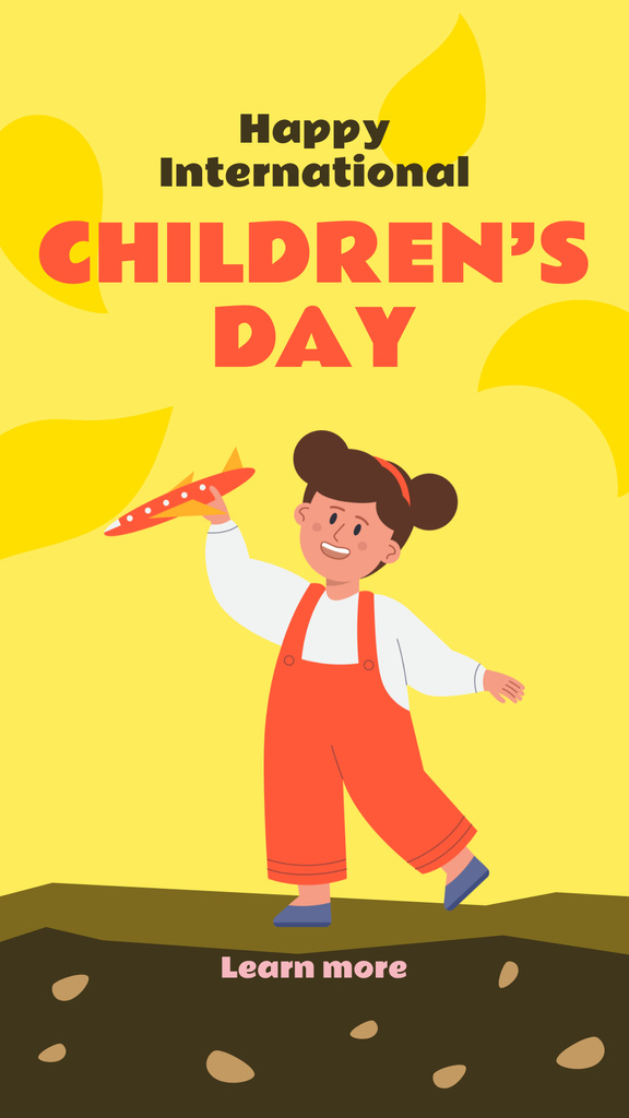 Boy playing outdoors on Children's Day Instagram Story – шаблон для дизайну