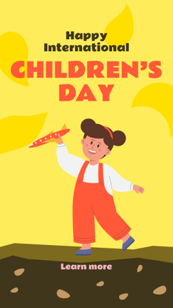 Plantilla de diseño de Boy playing outdoors on Children's Day Instagram Story 