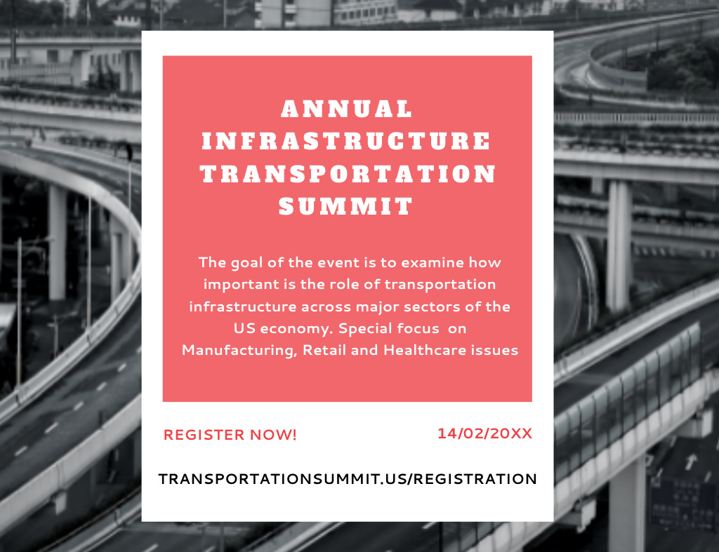 Annual Infrastructure Transportation Event With Highway Invitation 13.9x10.7cm Horizontal – шаблон для дизайну