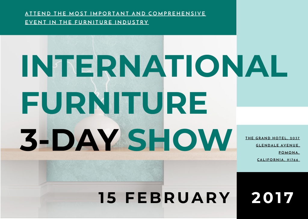 Furniture Show announcement Vase for home decor Postcard Modelo de Design