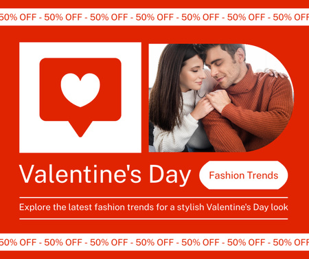 Modèle de visuel Tendances mode pour la Saint-Valentin pour les couples à moitié prix - Facebook