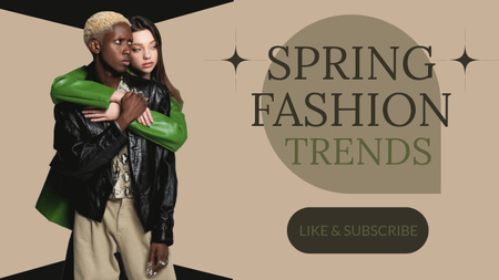 Spring Fashion Trends with Beautiful Young Couple Youtube Thumbnail Πρότυπο σχεδίασης
