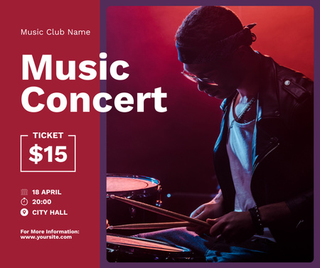 Music Concert Ad with Musician Facebook Design Template