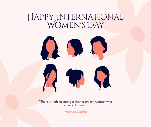 Illustration of Women and Flowers on Women's Day Facebook Modelo de Design