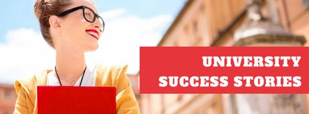 University success stories with smiling Woman Facebook cover Design Template