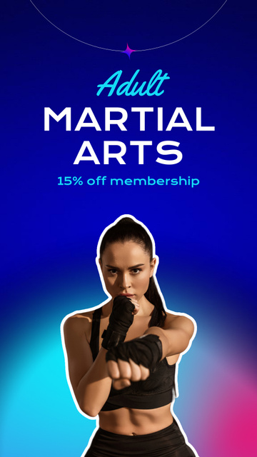 Adult Martial Arts Promo with Confident Woman Instagram Video Story Design Template