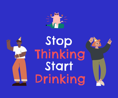 Drinking party sininen sarjakuva Facebook Design Template