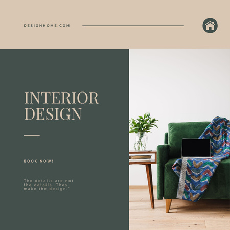 Stylish Interior Design Green Instagram AD Design Template