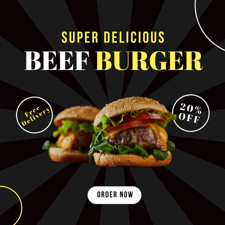 Specials Lunch Menu with Beef Burger Instagram Design Template