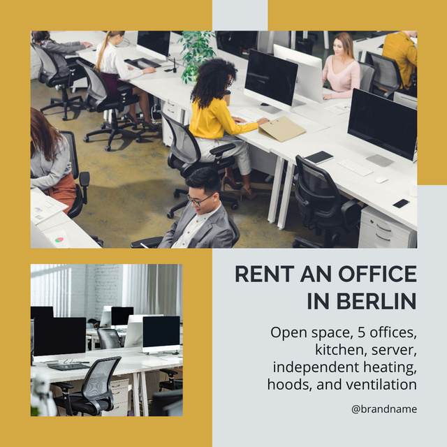Designvorlage Corporate Office Space to Rent With Detailed Description für Instagram AD