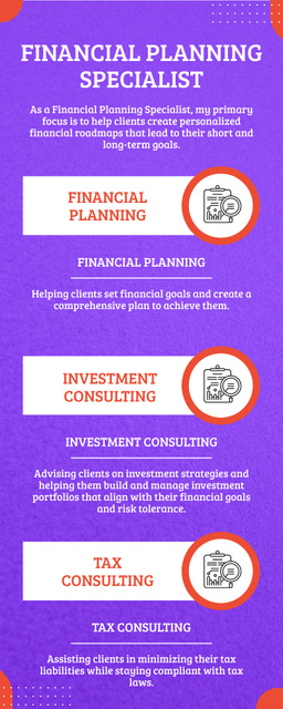 Services of Financial Planning Specialist Infographic tervezősablon